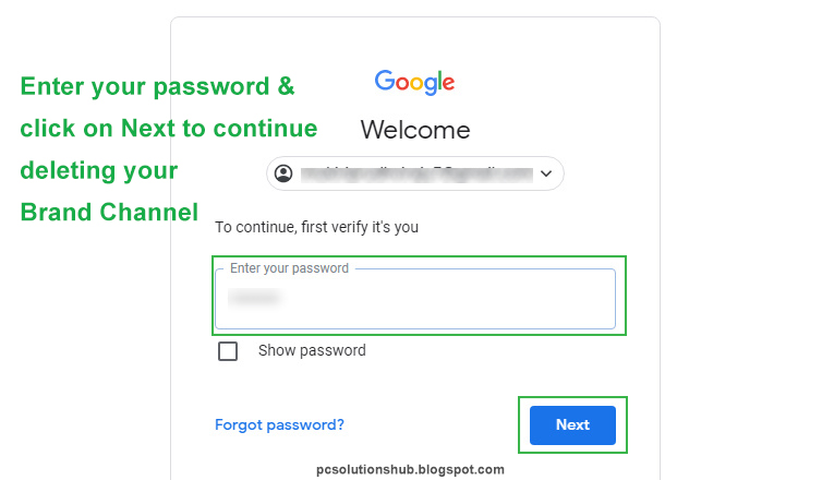 Enter password to confirm deleting Brand account