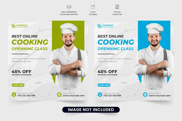 Special cooking class poster vector free download