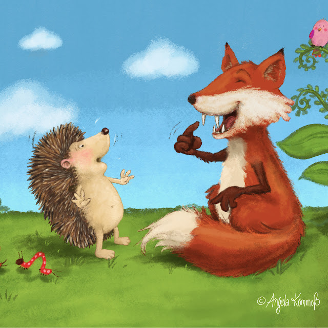 Igel, Fuchs, Der Igel der wissen wollte wieviele Stacheln er hat, Kinderbuchillustration