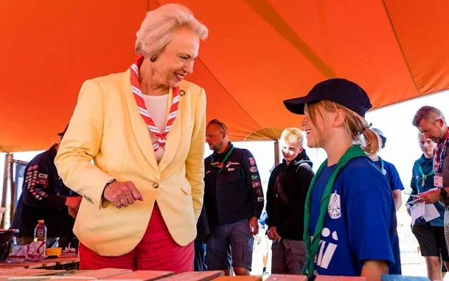 Princess Benedikte of Denmark visited the Scout Camp 2022 in Nature Park Hedeland near Roskilde
