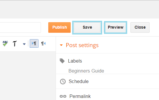 Save And Preview Buttons In Blogger