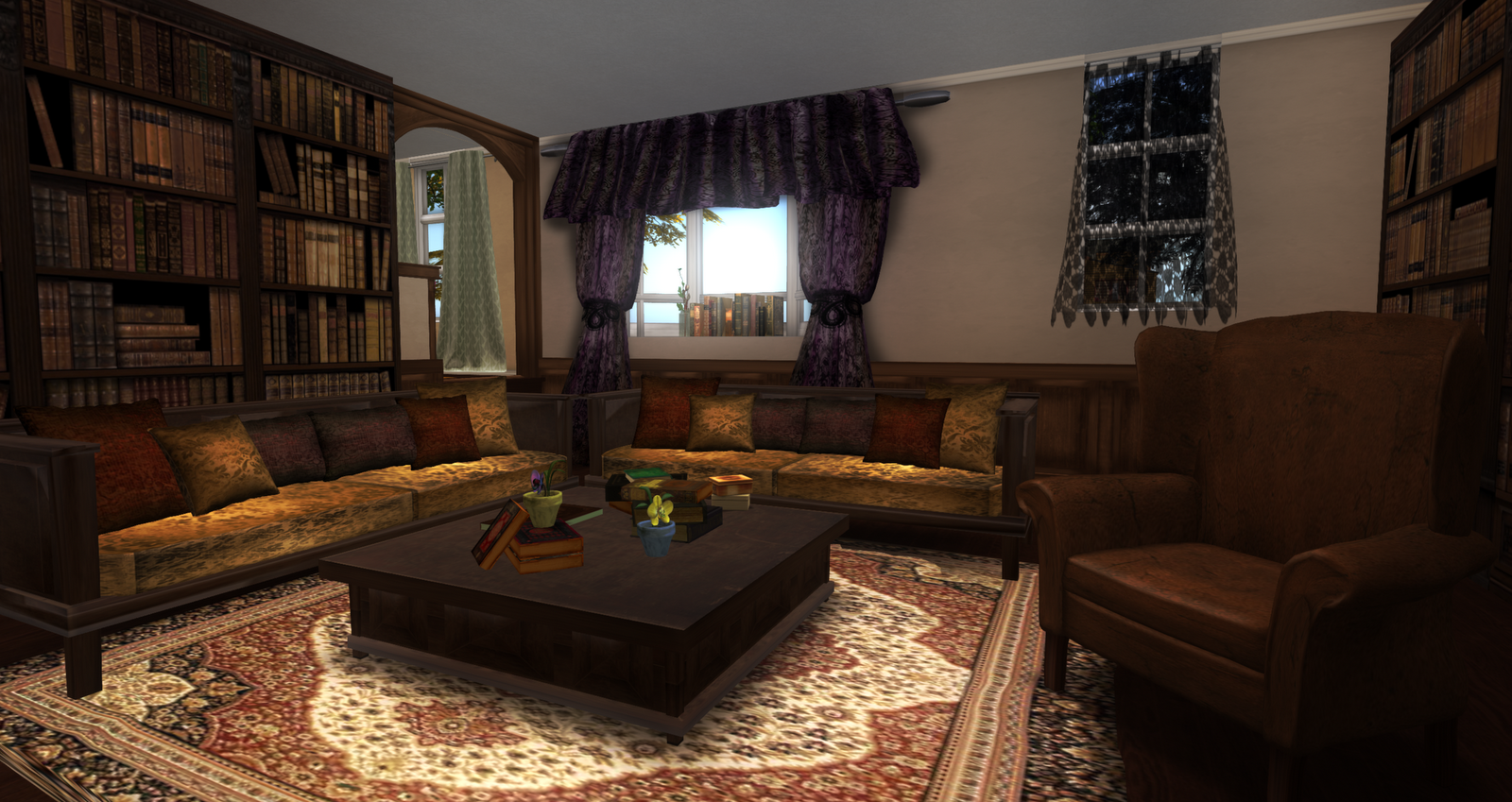 Another view of the sunken living room. title=