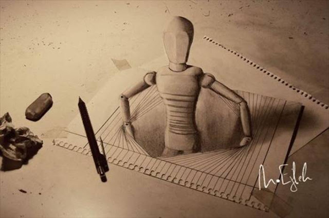 20-year-old student of architecture department of Syria Muhammad Ejleh in their leisure time creates amazing three-dimensional drawings. His work is so skillfully executed that it's hard to believe that there is not used any photo manipulation. Using only a pencil and paper, Ejleh masterfully creates the impression of depth and texture in each image. On one picture can take up to 8 hours of operation.