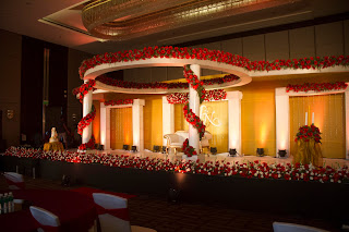 Wedding reception stage decor at crowne plaza hotel cochin