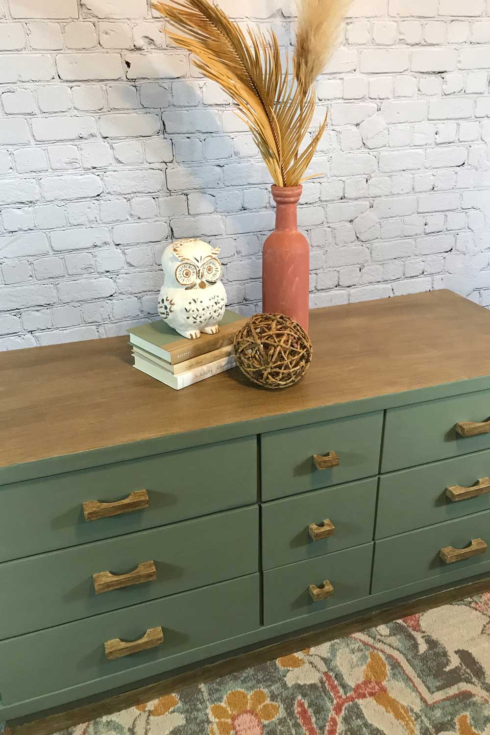 Solid Wood Olive Green Dresser