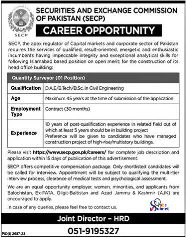 Securities & Exchange Commission Of Pakistan Jobs 2023 Online Apply