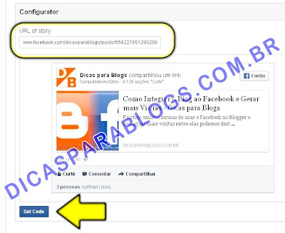 Criar código para incorporar post do Facebook