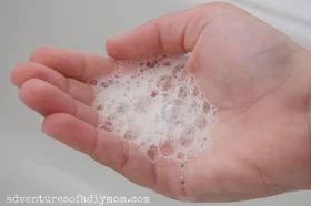 foam soap in a child's hand