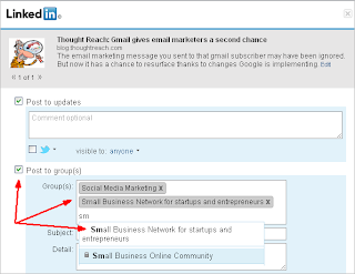 On LinkedIn, click "Post to Groups"