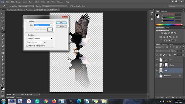 Create a new layer then fill it with white.