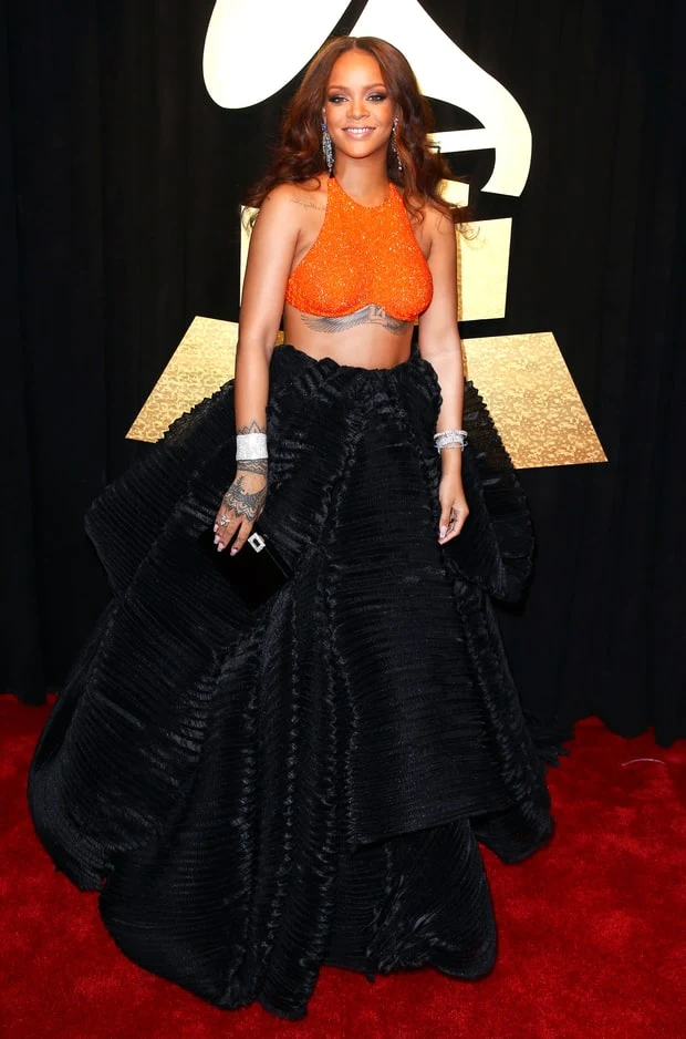 Rihanna bares toned torso at the 2017 Grammy Awards