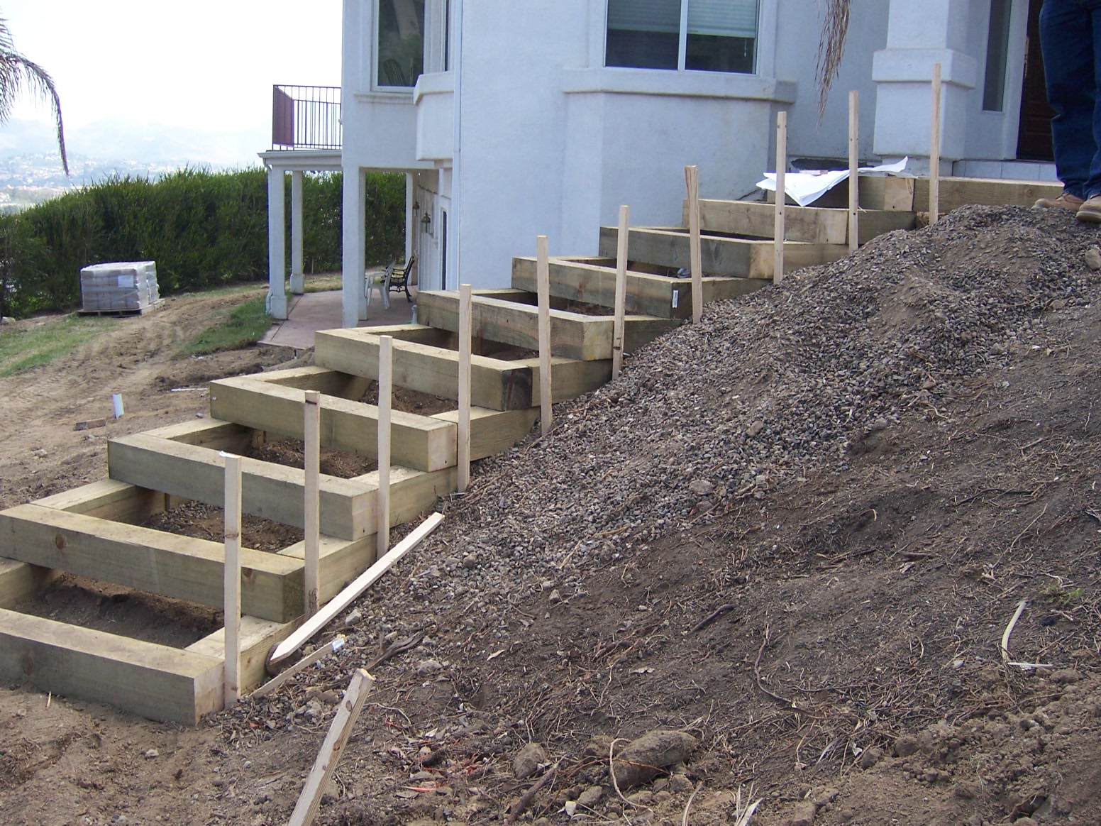 Here are some photos of landscape timbers stairs from one of my jobs.