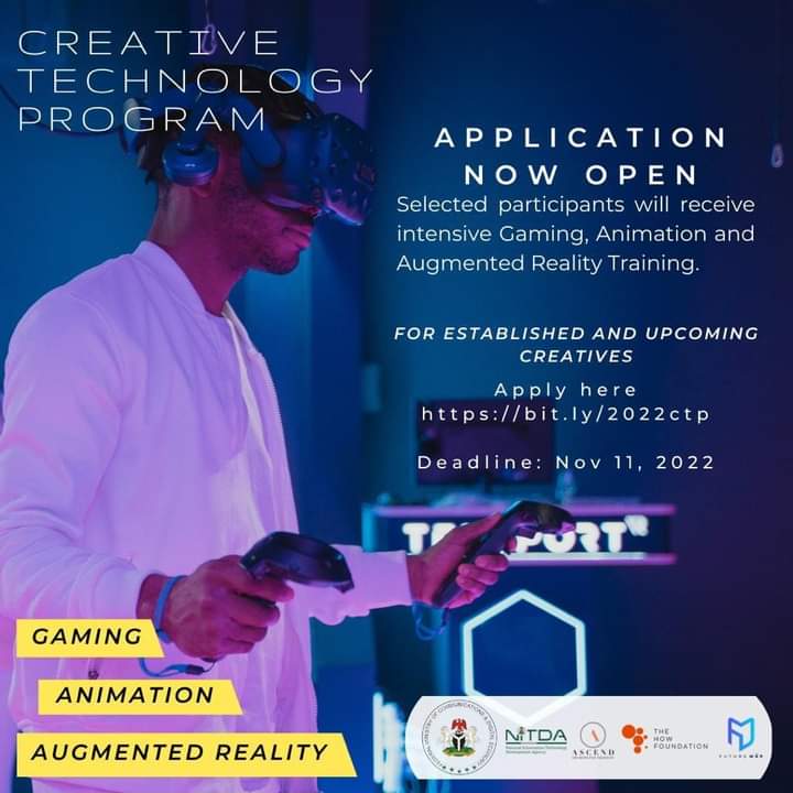 APPLY NITDA-ASCEND STUDIOS FOUNDATION, CREATIVE TECHNOLOGY PROGRAM (CTP) 2022