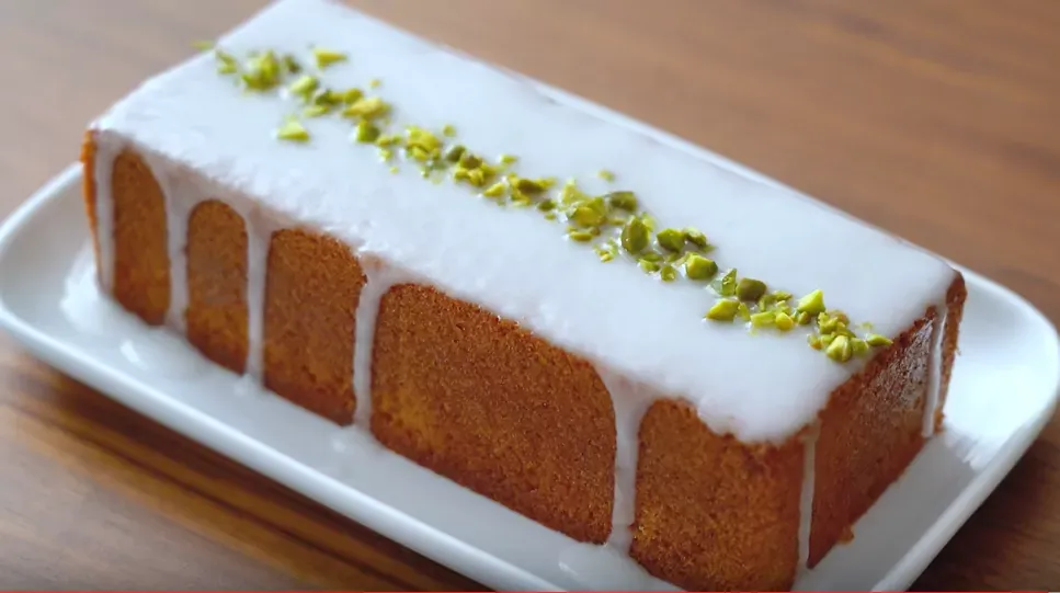 Lemon cake decorated over a white plate