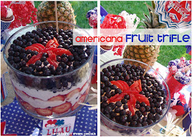 americana fruit trifle, strawberries, blueberries, 4th of july dessert