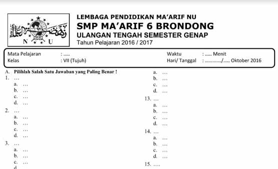 Form Soal