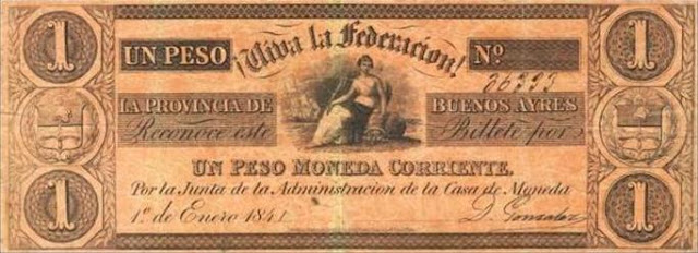 Papel moneda de la época de Rosas