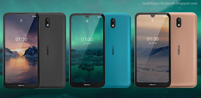 Nokia 1.3 Full Specifications & Parameters : Cyan, Charcoal and Sand colors, Micro USB port (2.0), Qualcomm QM215, single camera, LCD display, 5W charge and more information.