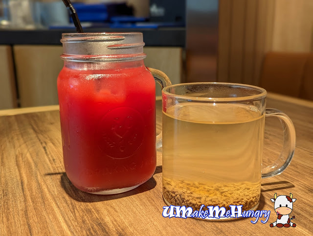 Raspberry Juice with Tamarind 野生酸角树梅汁 & Golden Buckwheat Tea 黄金苦茶