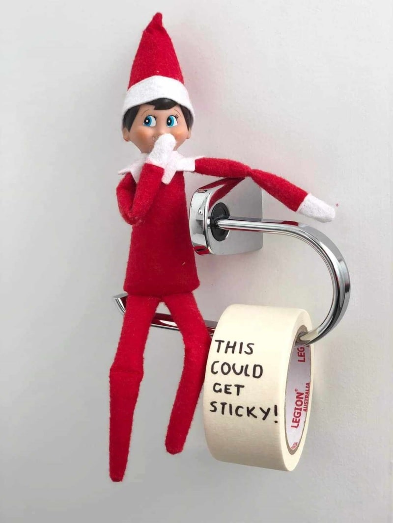 elf swapped toilet paper for sticky tape.