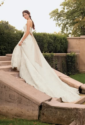 White Modest Wedding Dress with Long Train