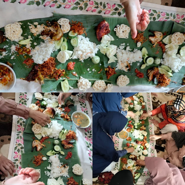 makan bersama dengan daun pisang