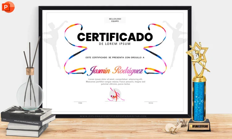 Certificado deportivo de gimnasia rítmica en PowerPoint