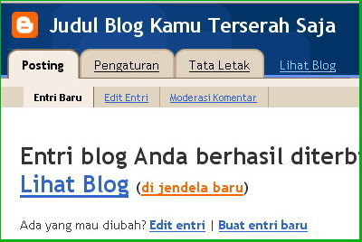 Entri Blog Anda Berhasil Diterbitkan