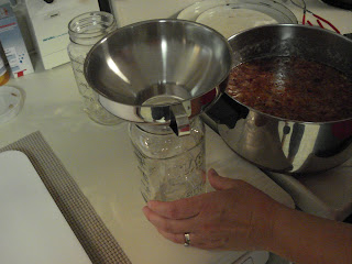 Place funnel on jar