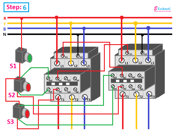 contactor interlocking circuit making procedure step 6