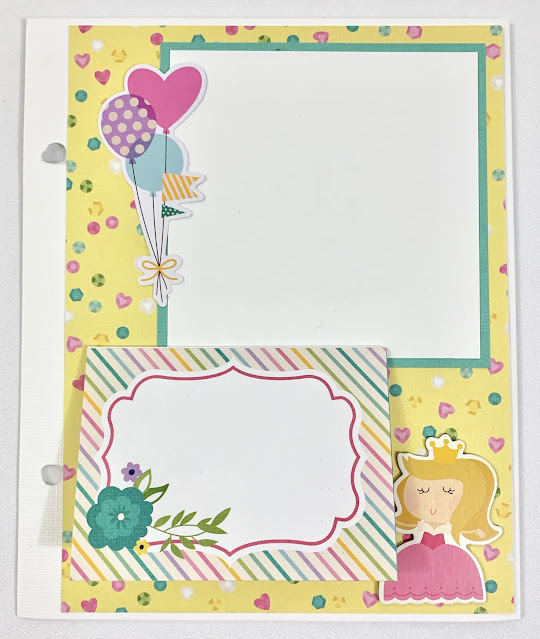 Princess Fairy Tale Scrapbook Album page with jewels and balloons