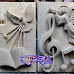 Relief ukiran timbul Angel dan burung merpati di buat dari batu jogja (batu putih)