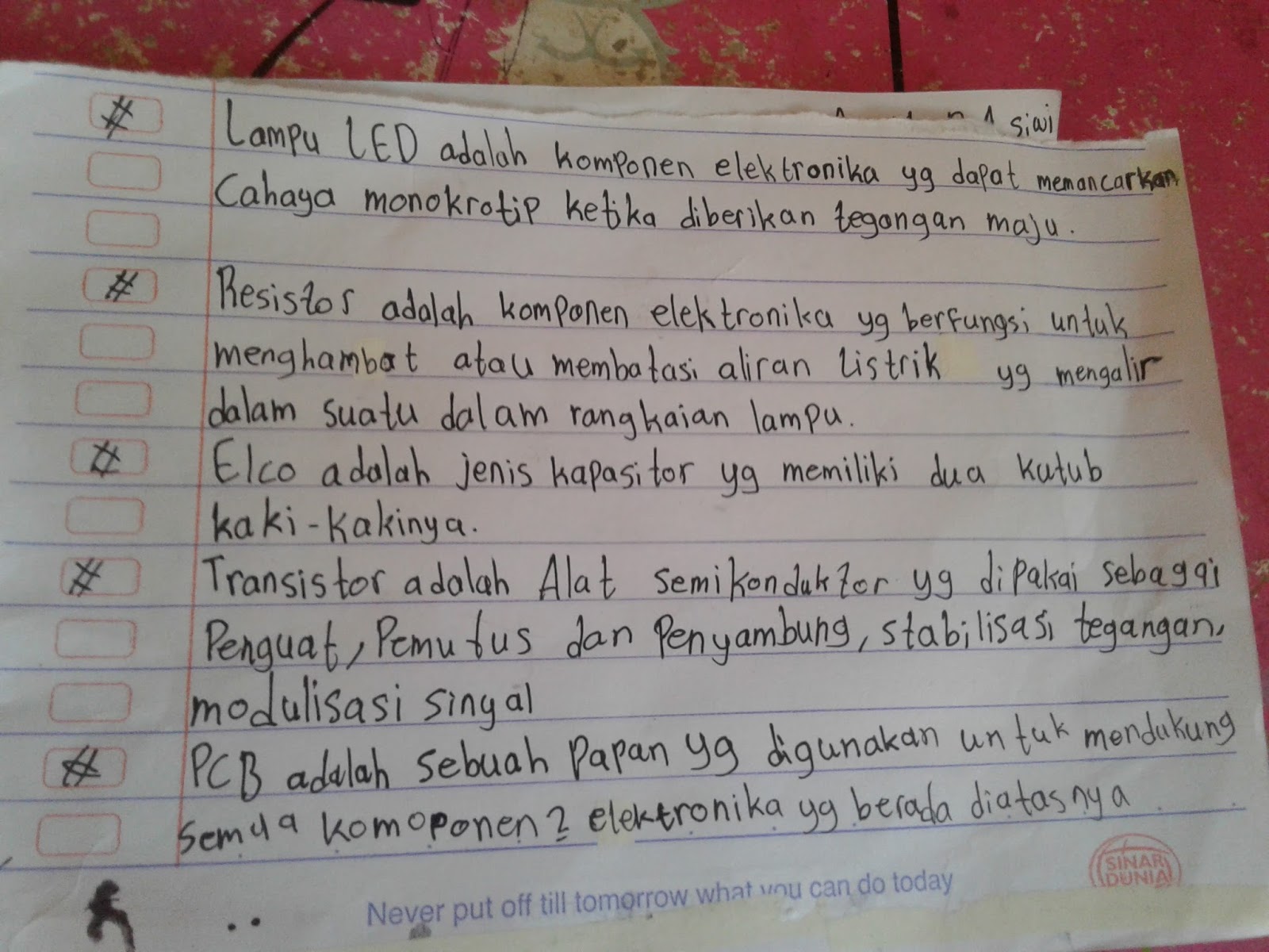 Kebetulan di banyak komponen seperti tertulis cuma elco nya adanya 100 uf ya gk masalah paling kedipnya agak lama