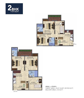 GLS Avenue 51 Sector 92 Gurugram floor plan 2bhk