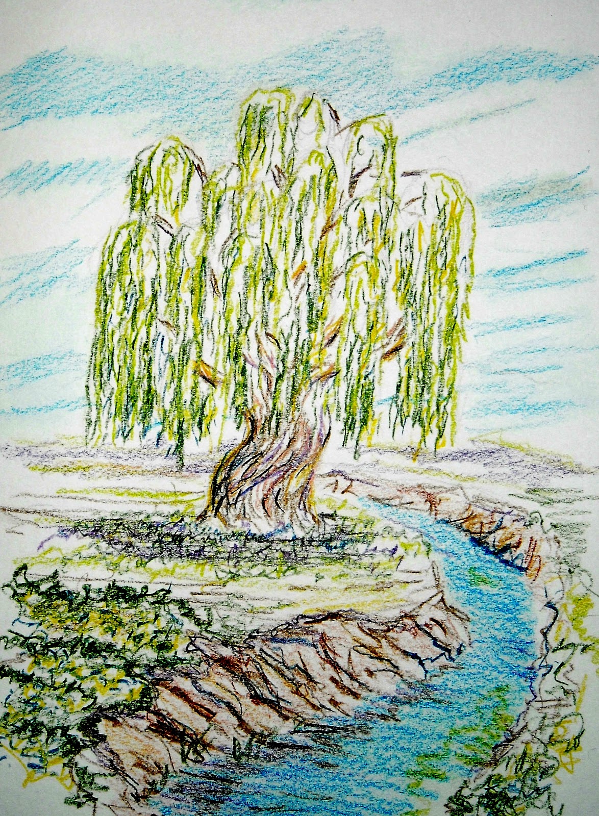 How to Draw Worksheets for The Young Artist: How to Draw a Willow Tree.