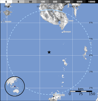 Epicentro sismo 6,0 grados islas Célebes de Indonesia, 17 de Octubre 2012