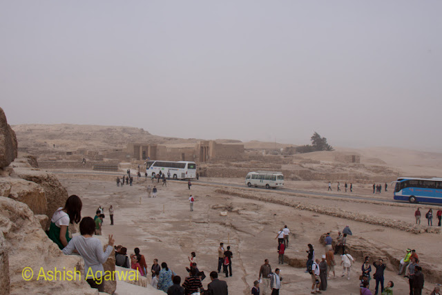 Cairo Pyramids - View of the people standing next to the Great Pyramid in Giza