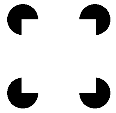 全体を見た時には白い四角が見えるが 部分を見ている時には白い四角は見えない