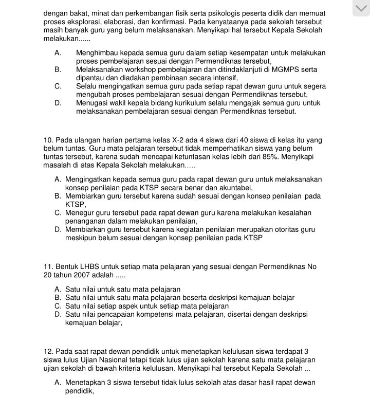  Kumpulan  Soal  Soal  Latihan  UKG UKKS Kepala Sekolah PDF  