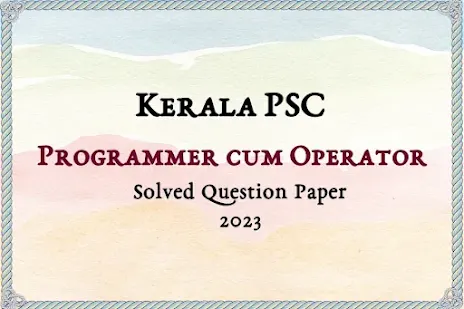 Programmer cum Operator Answer Key | 06/10/2023