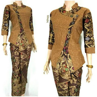 Baju gamis Batik Kombinasi Brokat