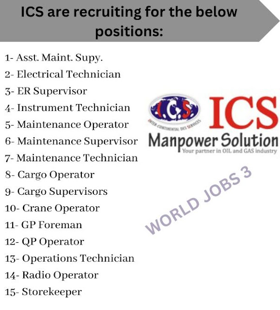 ICS are recruiting for the below positions: