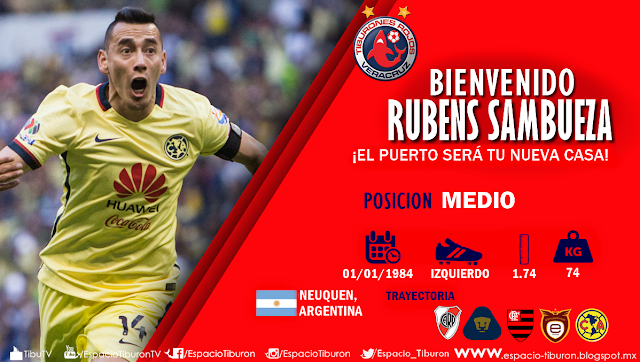 OFICIAL: RUBENS SAMBUEZA NUEVO JUGADOR DE TIBURONES ROJOS