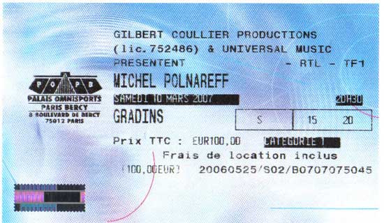 Photo du Billet pour Bercy / Polnareff