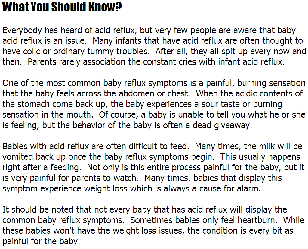 HeartBurn Remedy: Acid Reflux Symptoms In Babies - What ...