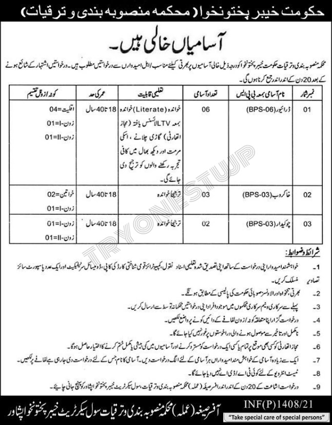 Government jobs in Pakistan 2021 Planning & Development Department KPK Jobs 2021 |