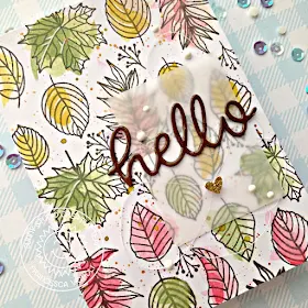 Sunny Studio Stamps: Elegant Leaves Hello Word Die Autumn Themed Hello Card by Franci Vignoli