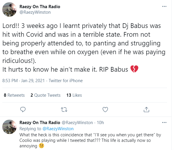 DJ Babus - Babatunde Bello dies of Coronavirus