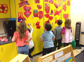 Kindergartners Stalking the Secret Stories® "Wall of Phonics Secrets!"