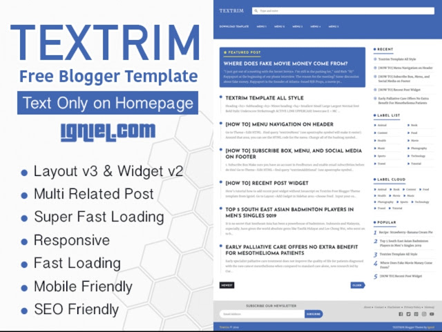 Textrim Premium Blogger Template
